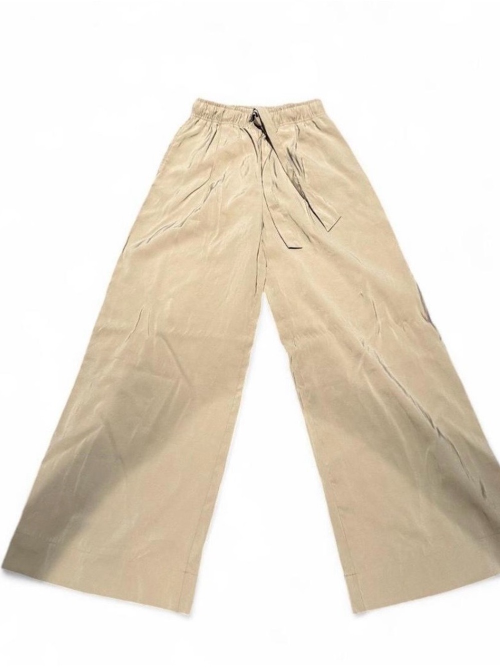 Wide-Leg Drawstring Women’s Pants in Beige
